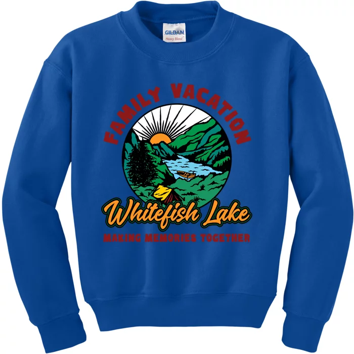 Fishing Camping Lake Family Vacation Whitefish Lake Gift Kids Sweatshirt