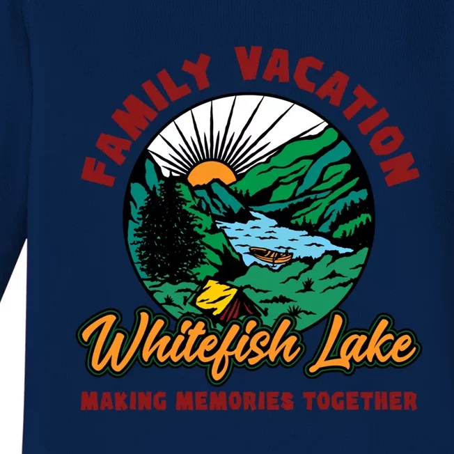 Fishing Camping Lake Family Vacation Whitefish Lake Gift Baby Long Sleeve Bodysuit