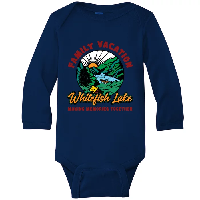 Fishing Camping Lake Family Vacation Whitefish Lake Gift Baby Long Sleeve Bodysuit