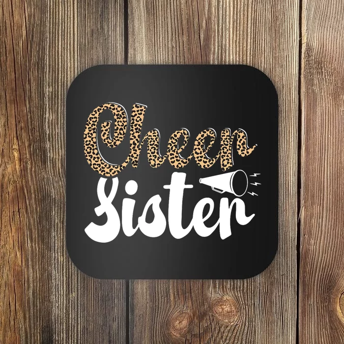 Funny Cheerleading Leopard Graphic Wo Cheer Sister Coaster