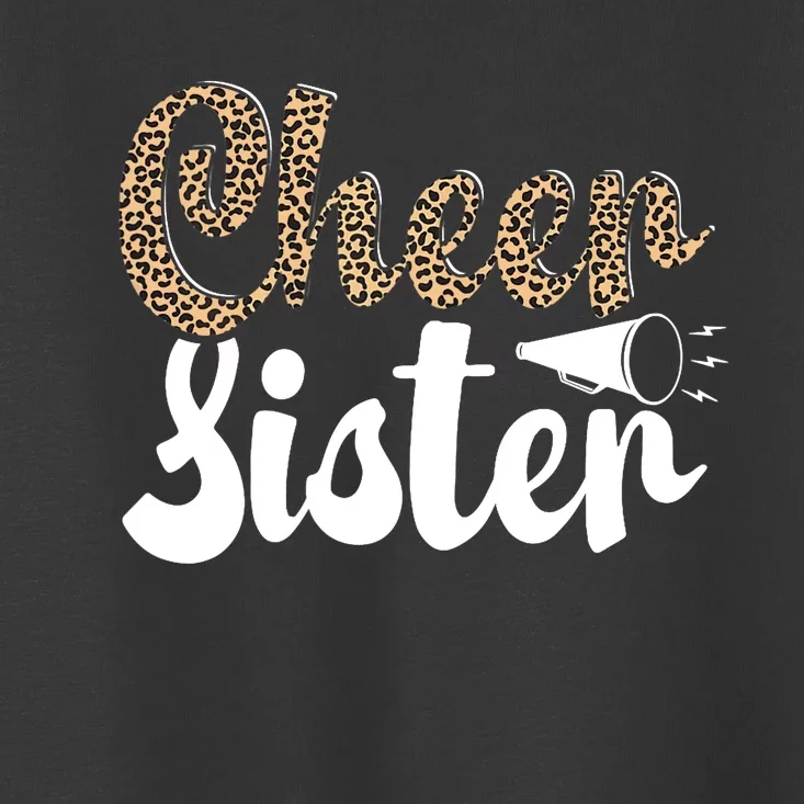 Funny Cheerleading Leopard Graphic Wo Cheer Sister Toddler T-Shirt