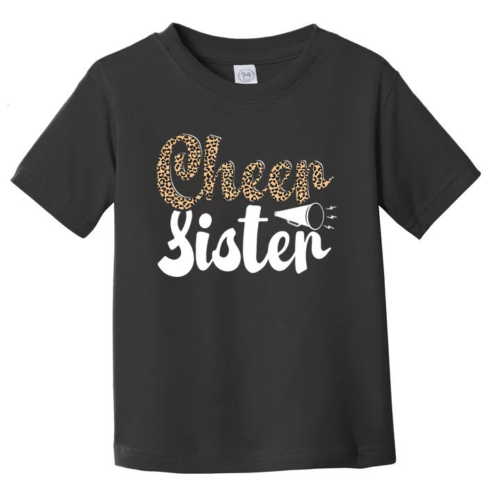 Funny Cheerleading Leopard Graphic Wo Cheer Sister Toddler T-Shirt