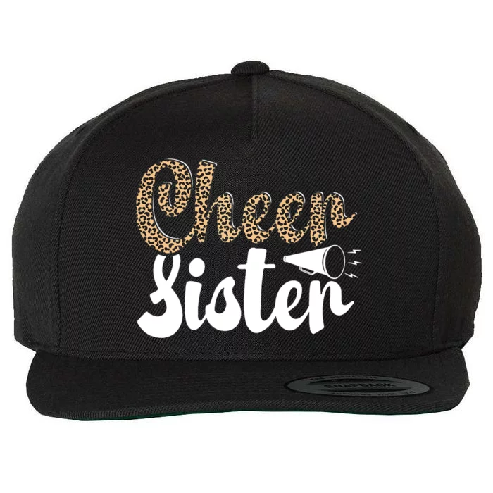 Funny Cheerleading Leopard Graphic Wo Cheer Sister Wool Snapback Cap