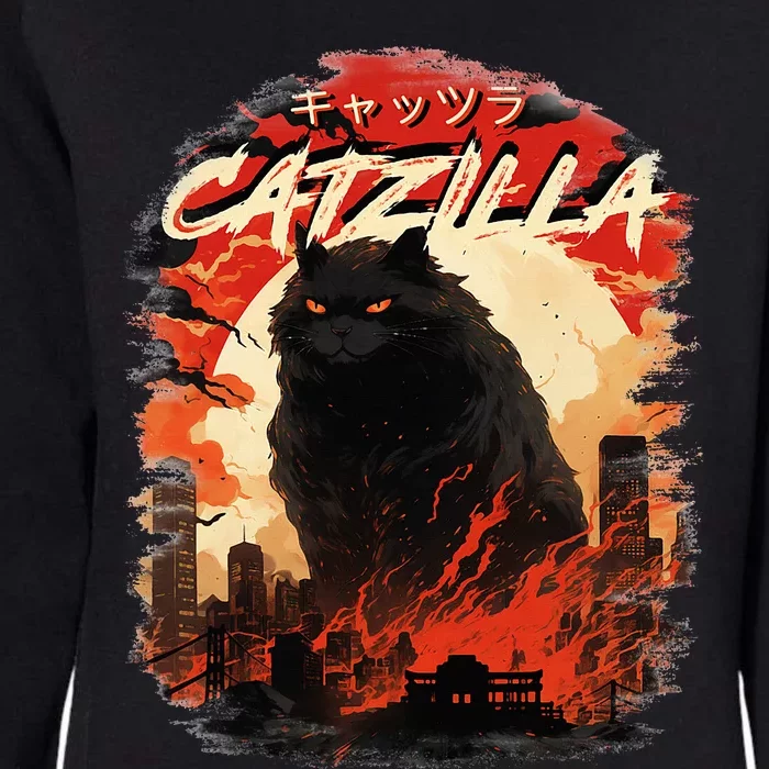 Funny Cat Lover Catzilla Cat Humor Cat Womens California Wash Sweatshirt