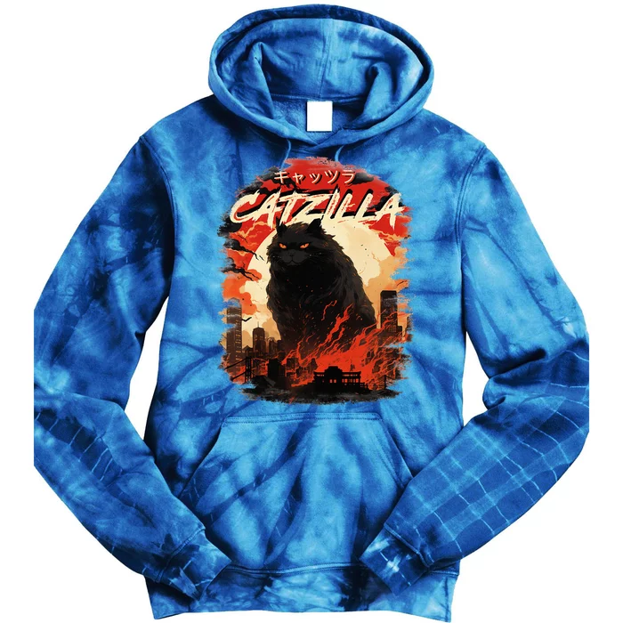 Funny Cat Lover Catzilla Cat Humor Cat Tie Dye Hoodie