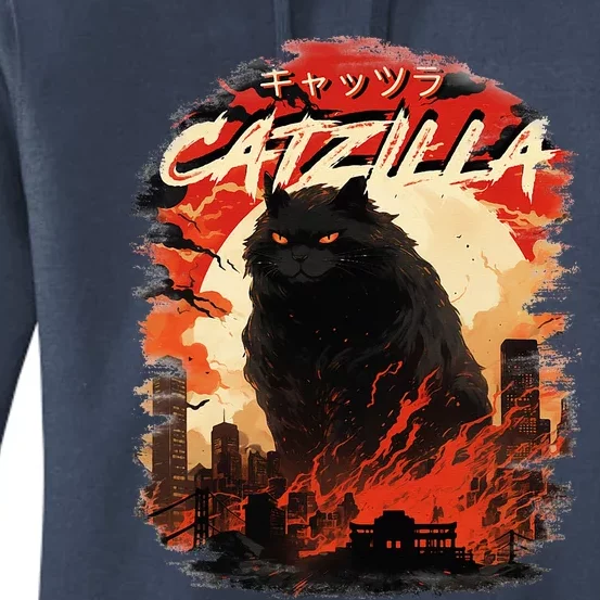 Funny Cat Lover Catzilla Cat Humor Cat Women's Pullover Hoodie