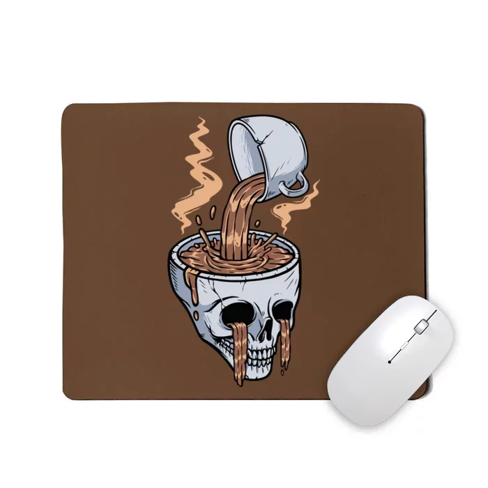 Funny Coffee Lover Skull Coffee Addict Coffee Cup Skull Head Mousepad