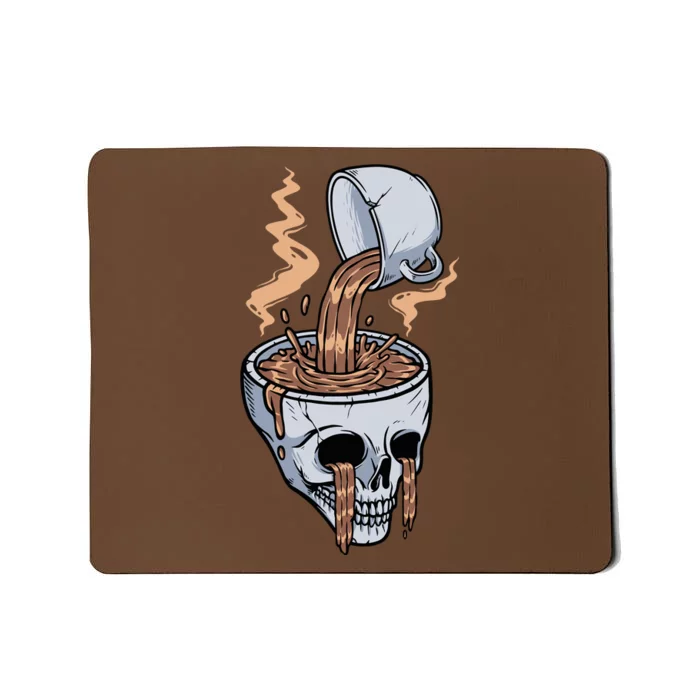 Funny Coffee Lover Skull Coffee Addict Coffee Cup Skull Head Mousepad