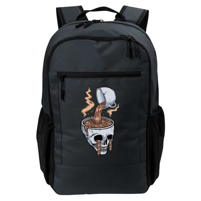 Funny Coffee Lover Skull Coffee Addict Coffee Cup Skull Head Daily Commute Backpack