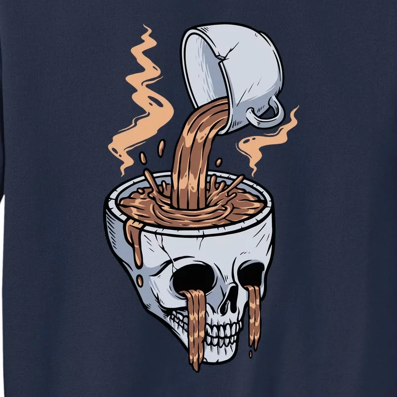 Funny Coffee Lover Skull Coffee Addict Coffee Cup Skull Head Sweatshirt