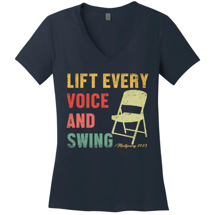 Folding Chair Lift Every Voice And Swing Trending Montgomery Women's V-Neck T-Shirt