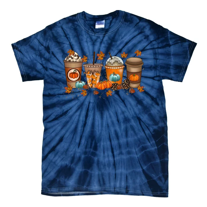 Fall Coffee Lover Pumpkin Tie-Dye T-Shirt