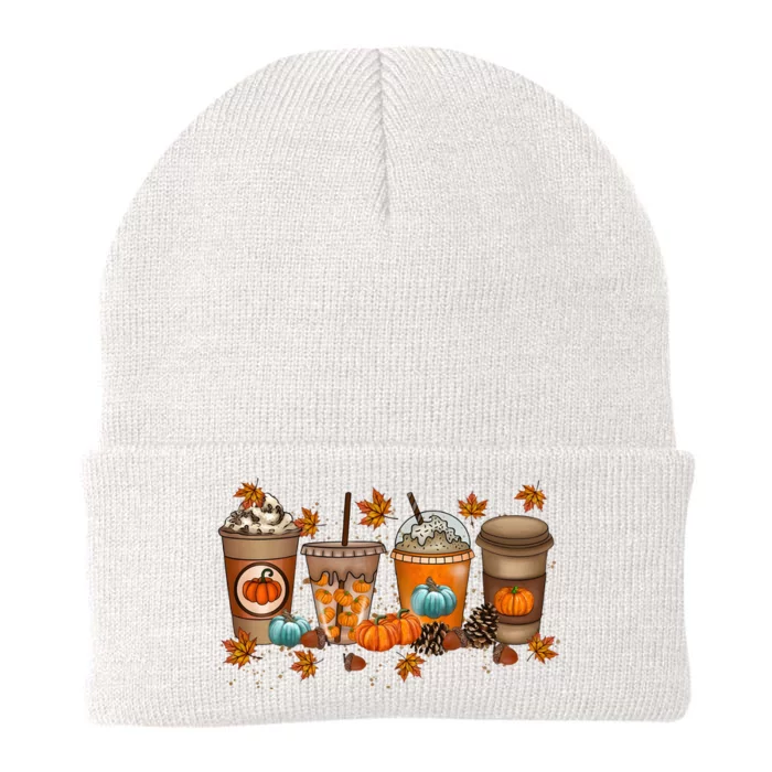 Fall Coffee Lover Pumpkin Knit Cap Winter Beanie