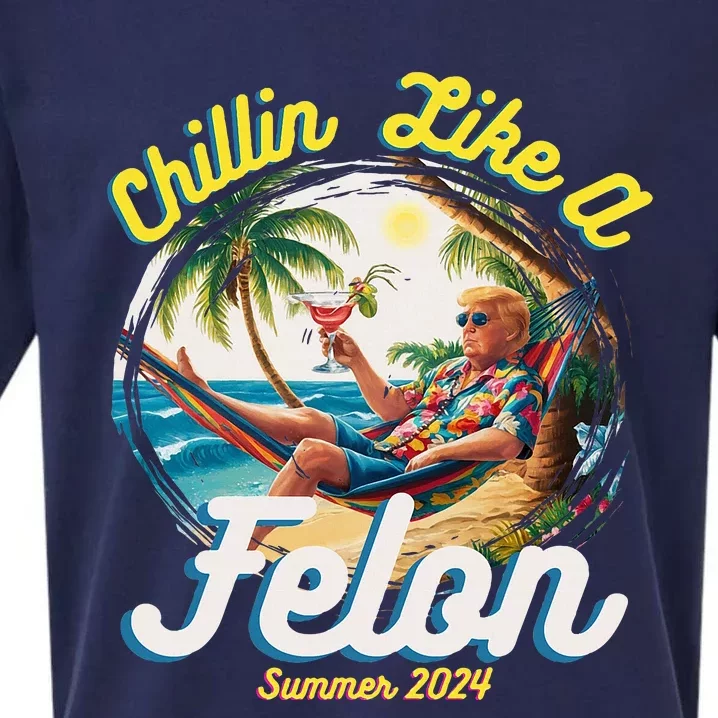 Funny Chillin Like A Felon Summer 2024 2024 Trump Supporter Sueded Cloud Jersey T-Shirt