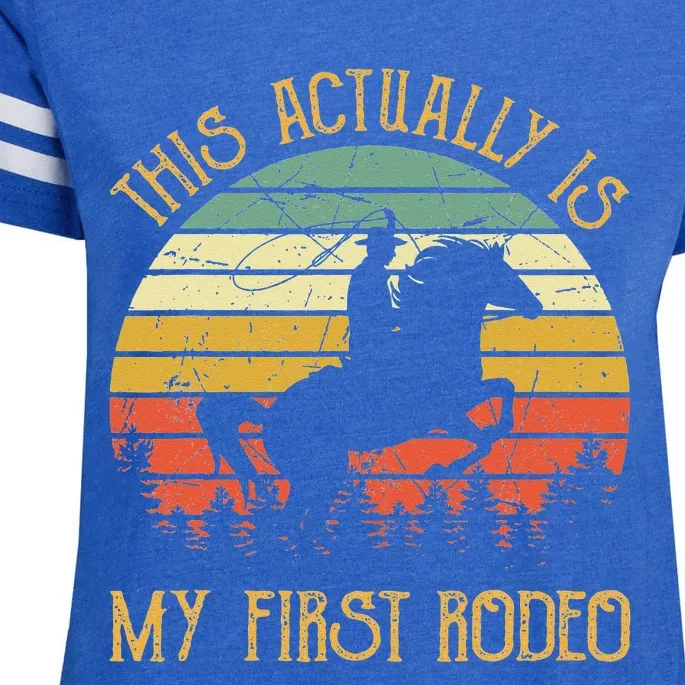 Funny Country Life Howdy This Actually Is My First Rodeo Enza Ladies Jersey Football T-Shirt