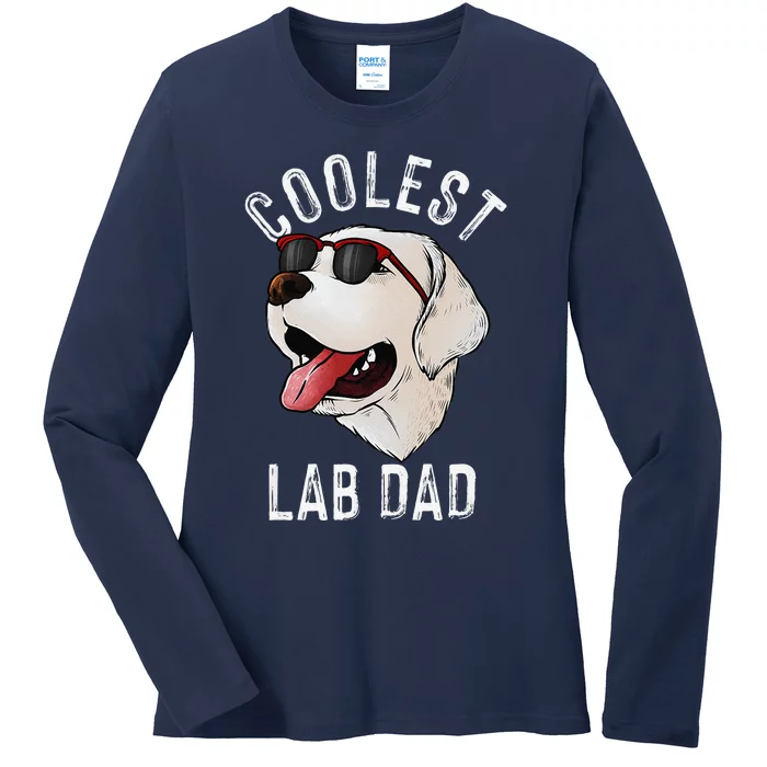 Funny Coolest Lab Dad Gift For White Labrador Dog Lover Ladies Long Sleeve Shirt