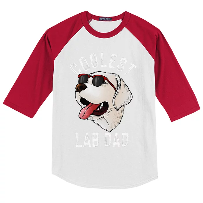 Funny Coolest Lab Dad Gift For White Labrador Dog Lover Kids Colorblock Raglan Jersey