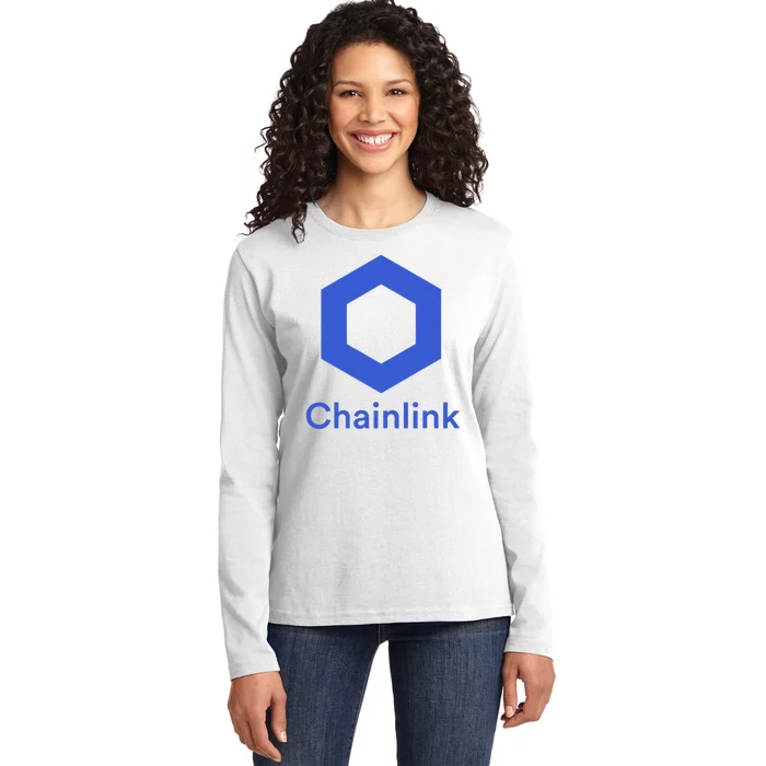 Funny Chainlink LINK Chainlink Blue Funny Chainlink Crypto Chainlink Merch Ladies Long Sleeve Shirt