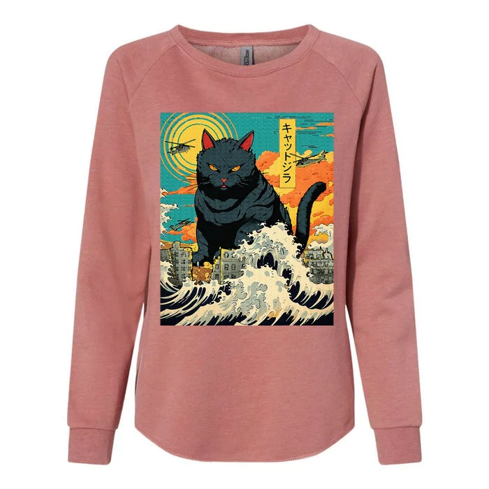 Funny Cat Lover Catzilla Cat Owner Womens California Wash Sweatshirt