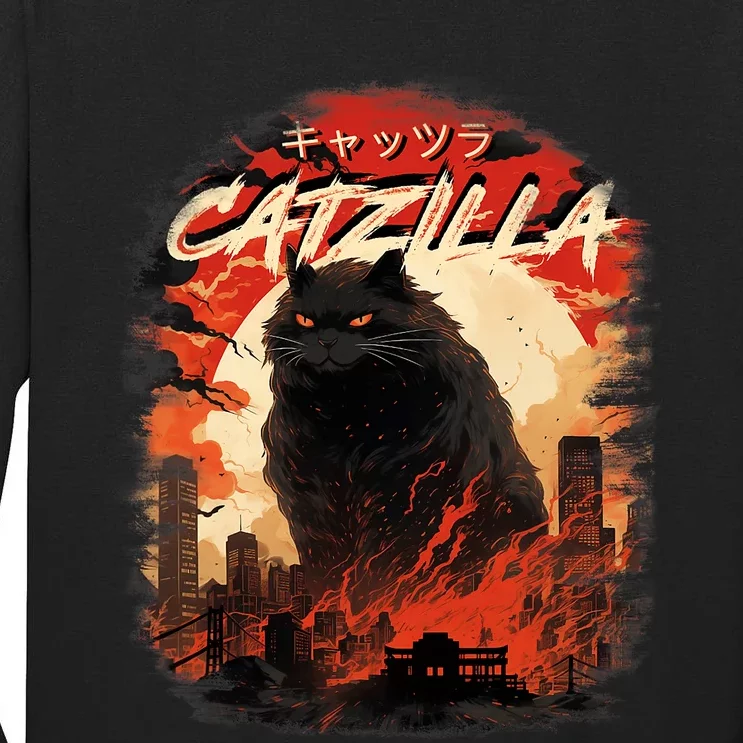 Funny Cat Lover Catzilla Cat Humor Cat Tall Long Sleeve T-Shirt