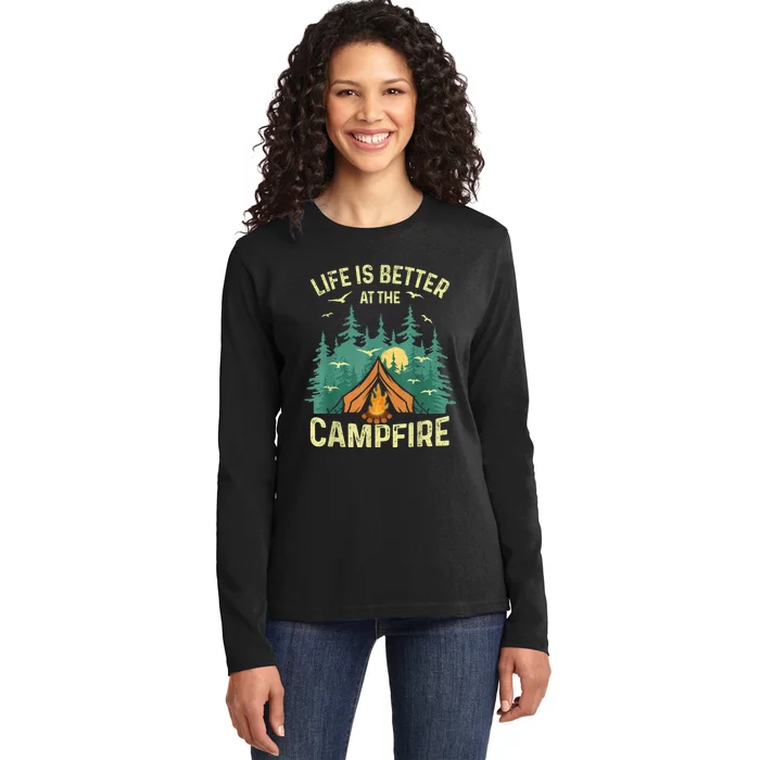 Funny Camping Lover Design For Men Women Camping Vacationist Ladies Long Sleeve Shirt