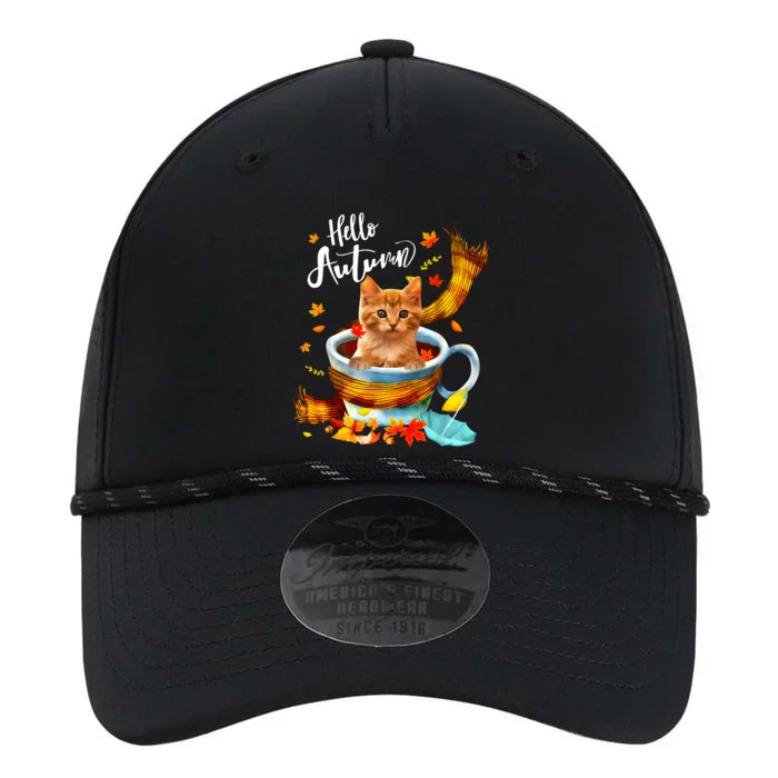 Funny Cat Leaf Fall Hello Autumn Cute Kitten Cat Lovers Performance The Dyno Cap