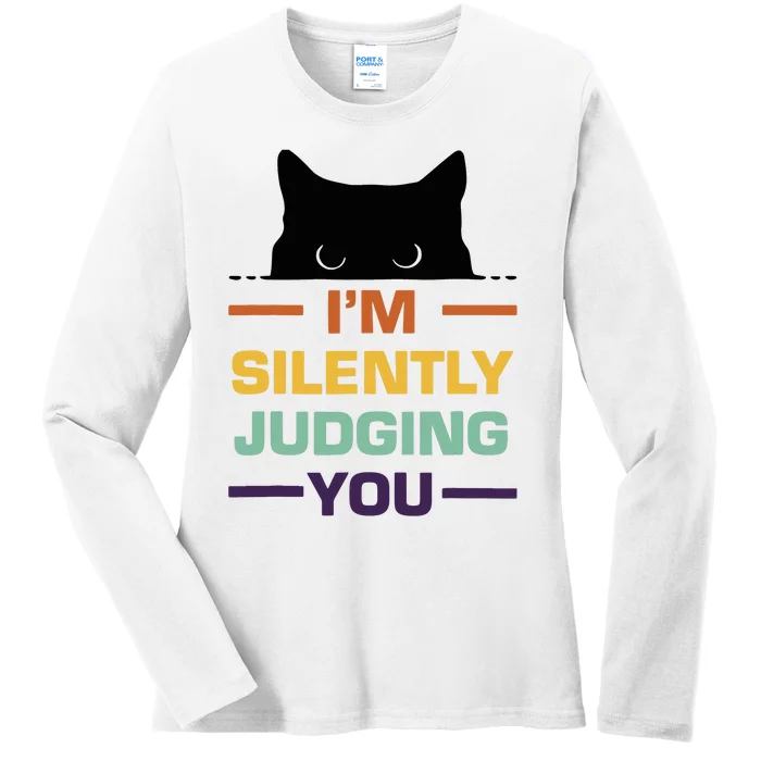 Funny Cats Lover I'm Silently Judging You Black Cat Ladies Long Sleeve Shirt