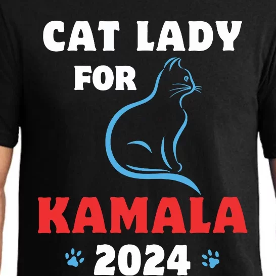 Funny Cat Lady Kamala Harris President 2024 Cat Mom Pajama Set