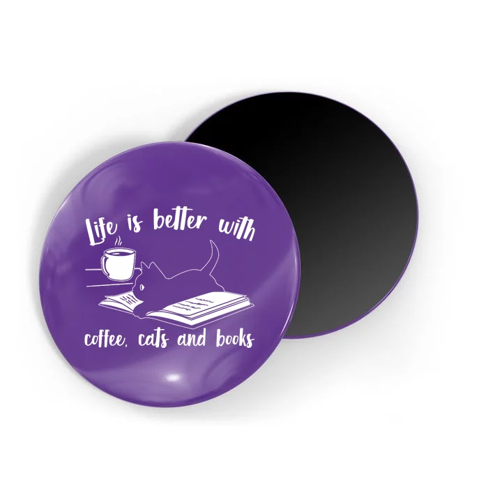 Funny Cute Life Is Better With Coffee Cats And Books Magnet