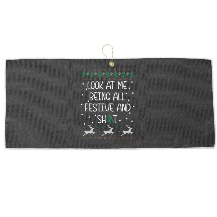 Funny Christmas Look At Me Being All Festive Humorous Xmas Large Microfiber Waffle Golf Towel