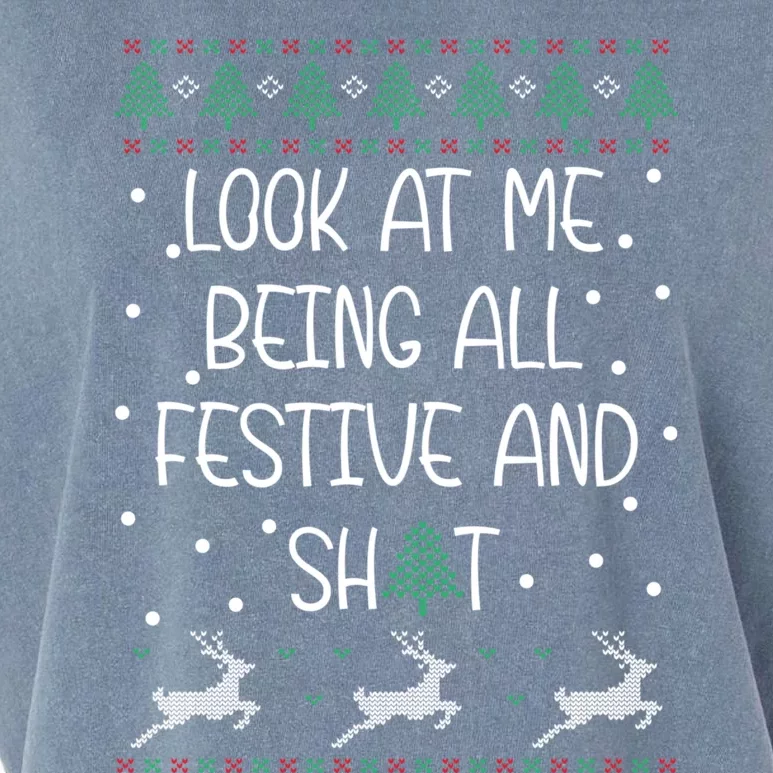 Funny Christmas Look At Me Being All Festive Humorous Xmas Garment-Dyed Women's Muscle Tee