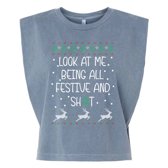 Funny Christmas Look At Me Being All Festive Humorous Xmas Garment-Dyed Women's Muscle Tee