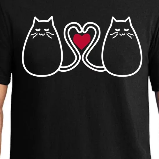 Funny Cat Lovers Valentine's Heart Top Gift Pajama Set