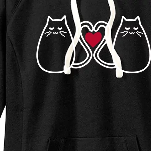 Funny Cat Lovers Valentine's Heart Top Gift Women's Fleece Hoodie