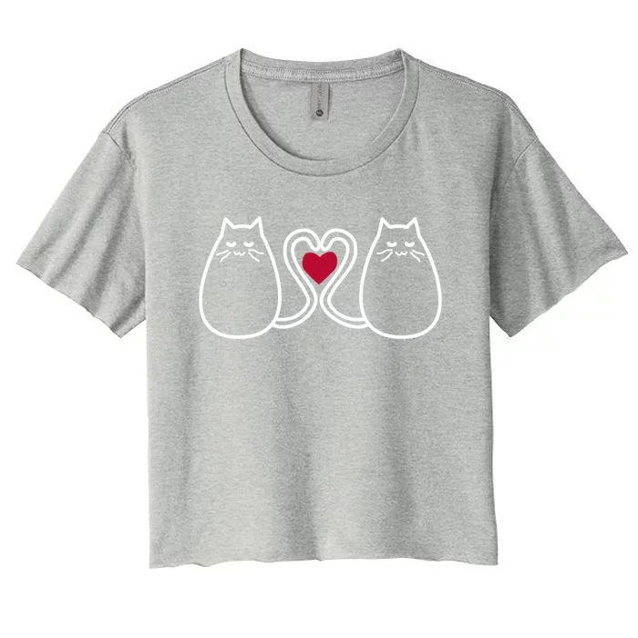 Funny Cat Lovers Valentine's Heart Top Gift Women's Crop Top Tee