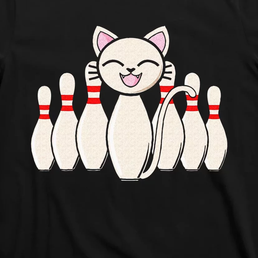 Funny Cat Lover Tee Bowling Pin Cat Bowler Bowling Player T-Shirt