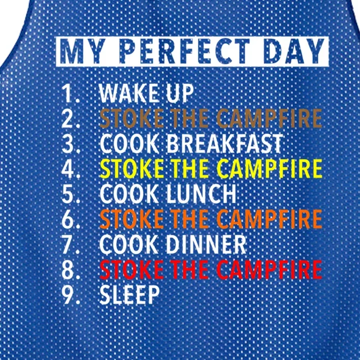 Funny Camping Lover Gift My Perfect Day Stoking The Fire Gift Mesh Reversible Basketball Jersey Tank