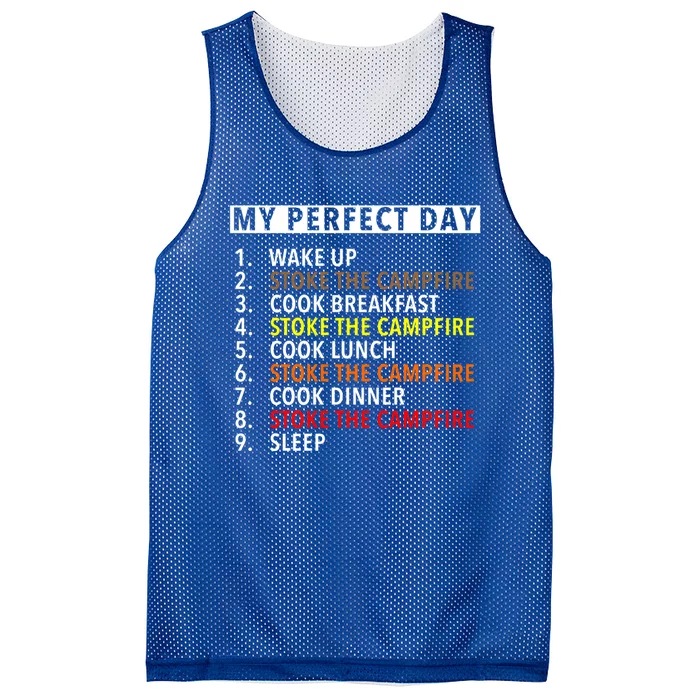 Funny Camping Lover Gift My Perfect Day Stoking The Fire Gift Mesh Reversible Basketball Jersey Tank