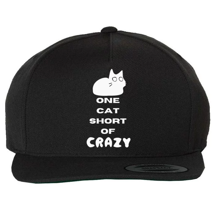 Funny Cat Lovers One Cat Short Of Crazy Wool Snapback Cap