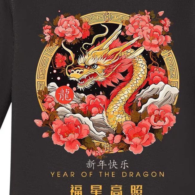 Funny Chinese Lunar New Year 2024 Year Of The Dragon Zodiac Sign Baby Long Sleeve Bodysuit