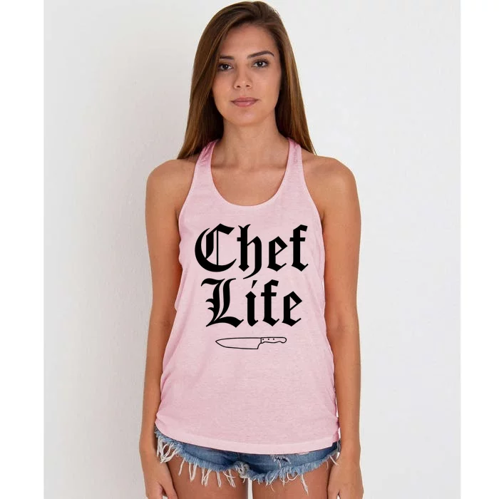 Funny Chef Life Culinary Gangster Home Cooking Gift Women's Knotted Racerback Tank