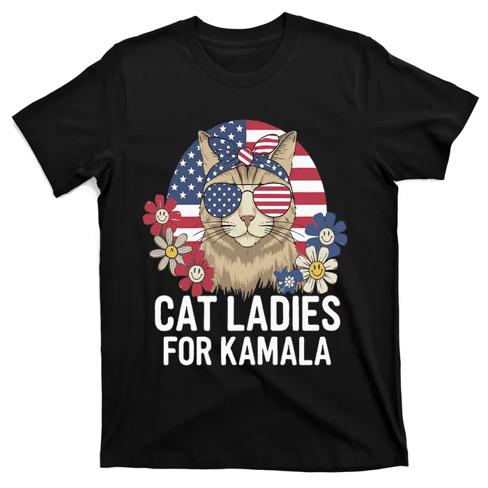 Funny Cat Ladies For Kamala Harris President Election Women T-Shirt