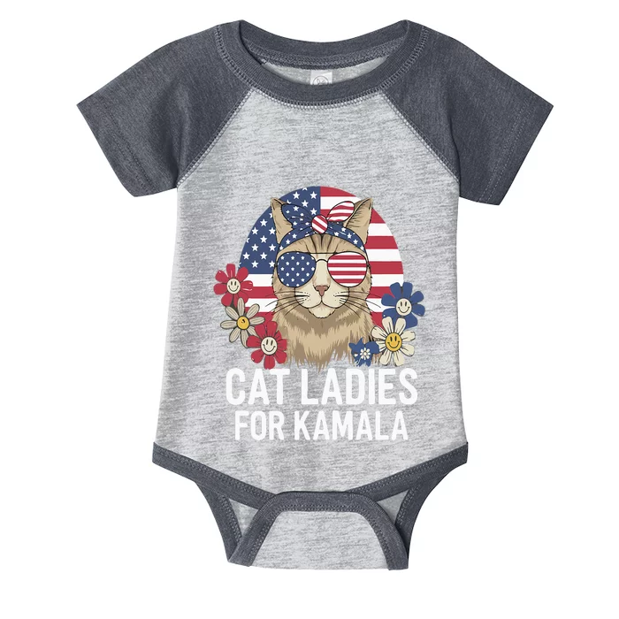 Funny Cat Ladies For Kamala Harris President Election Women Infant Baby Jersey Bodysuit