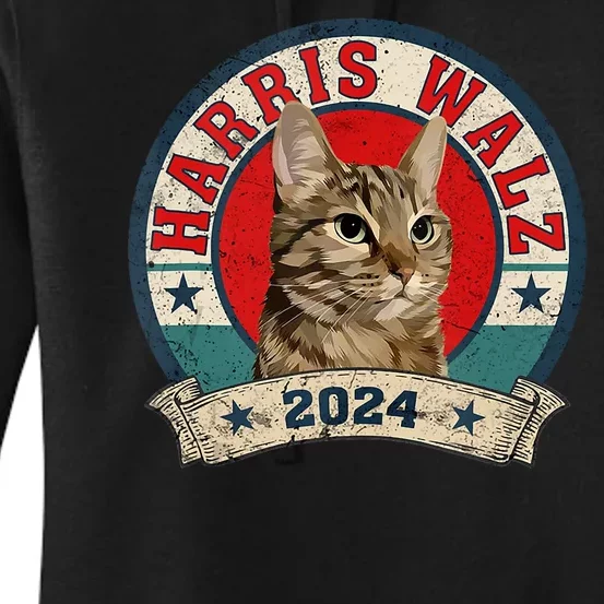 Funny Cat Ladies For Kamala Harris Tim Walz Election 2024 Women's Pullover Hoodie