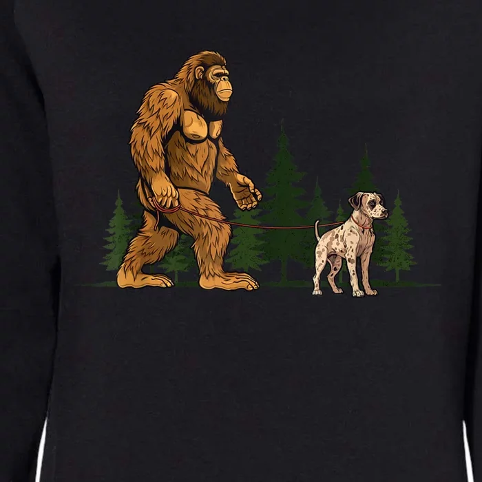 Funny Catahoula Leopard Bigfoot Dog Walking Dog Mom Dad Womens California Wash Sweatshirt