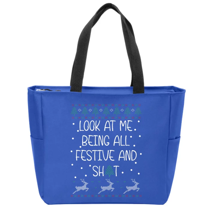 funny christmas look at me being all festive Humorous Xmas Zip Tote Bag