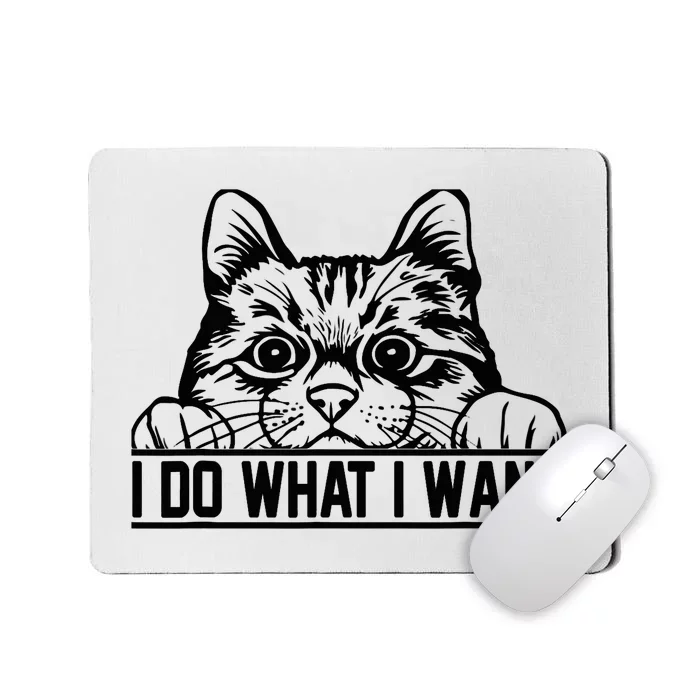 Funny Cat Lovers Retro 70s 80s 90s I Do What I Want Cat Mousepad