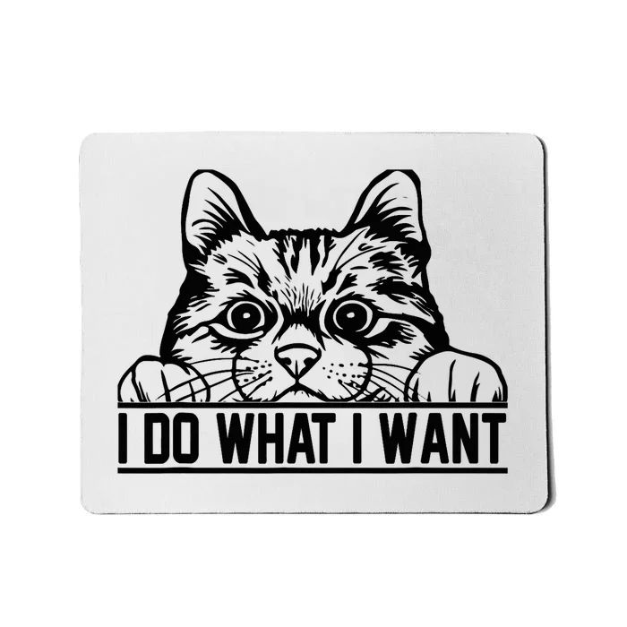 Funny Cat Lovers Retro 70s 80s 90s I Do What I Want Cat Mousepad