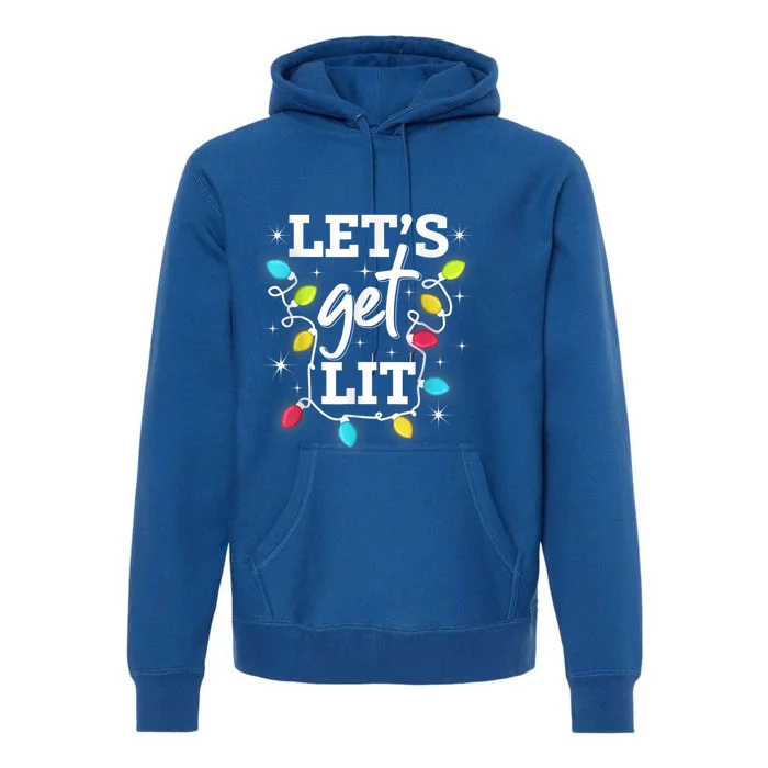 Funny Christmas Lets Get Lit Ing Xmas Holiday Gift Premium Hoodie