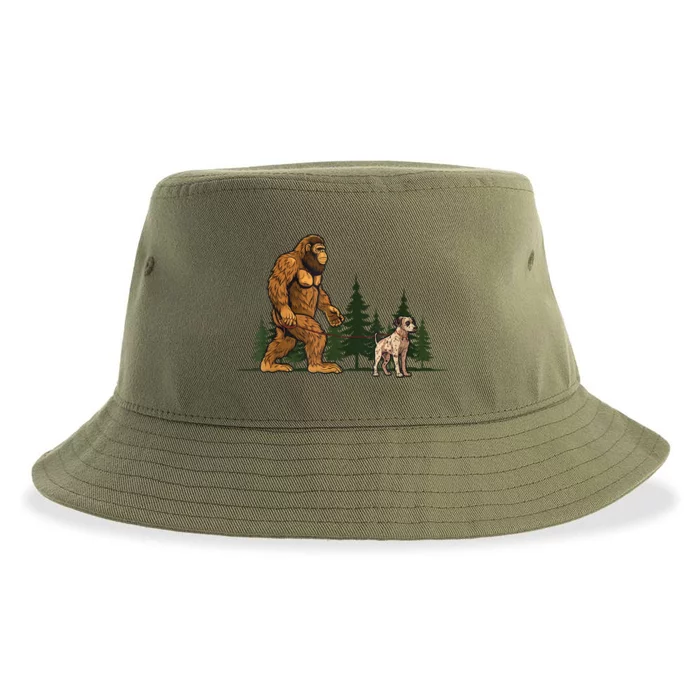 Funny Catahoula Leopard Bigfoot Dog Walking Dog Mom Dad Sustainable Bucket Hat